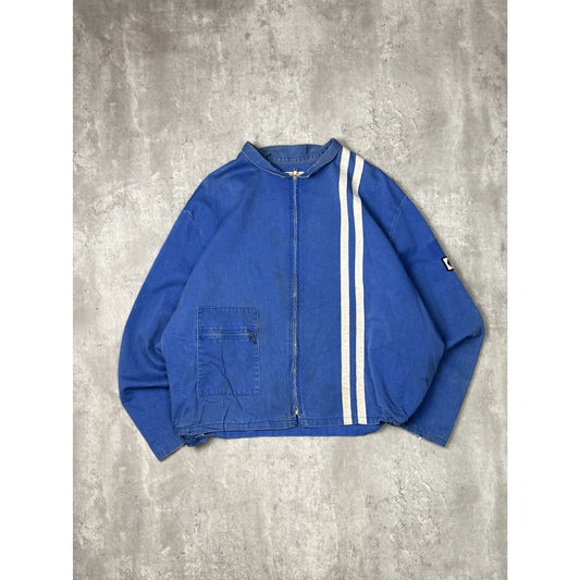 Vintage 80s Worth Racing Striped Cropped Racing Jacket Size XXL