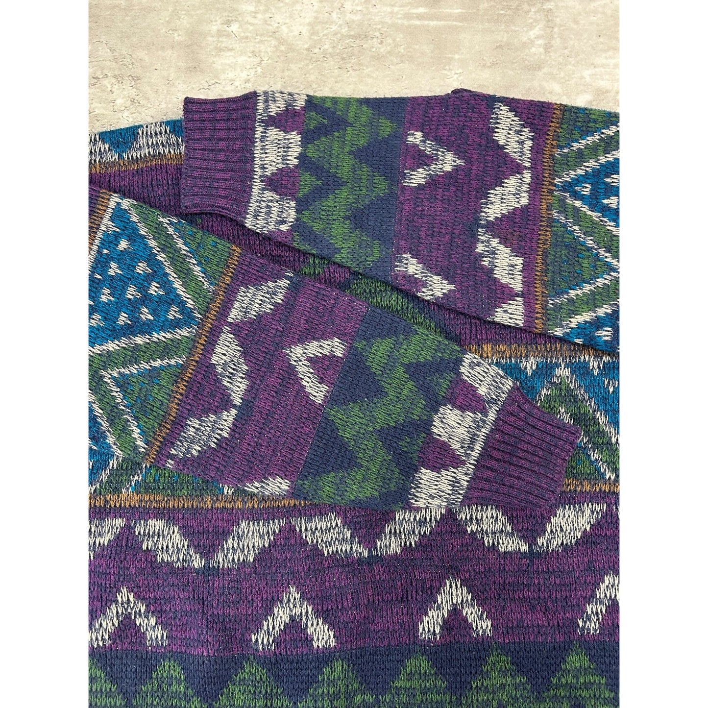 Vintage 90s Geometric Striped Pullover Knit Sweater Size Large