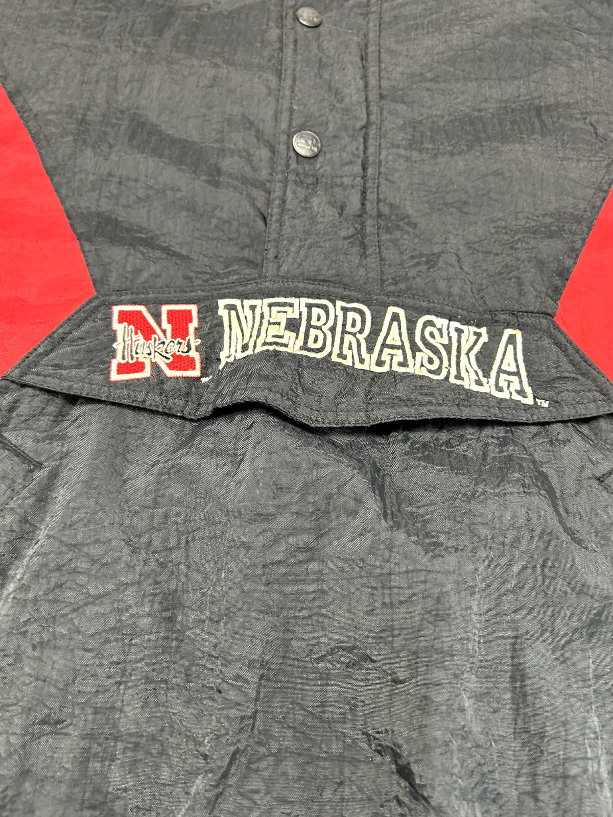 Vintage 90s Nebraska Cornhuskers NCAA Insulated 1/2 Zip Starter Jacket Size XL