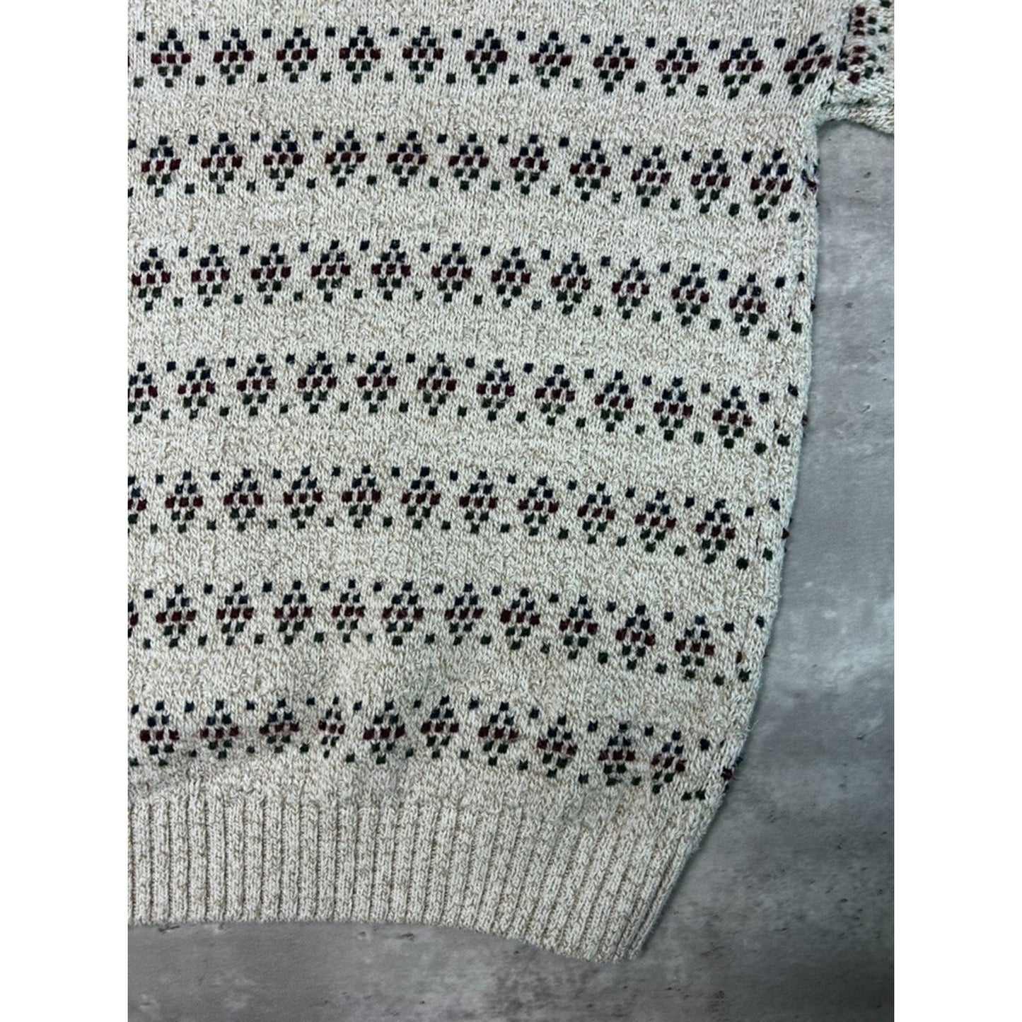 Vintage Eddie Bauer Diamond Striped Print Pullover Knit Sweater Size XL
