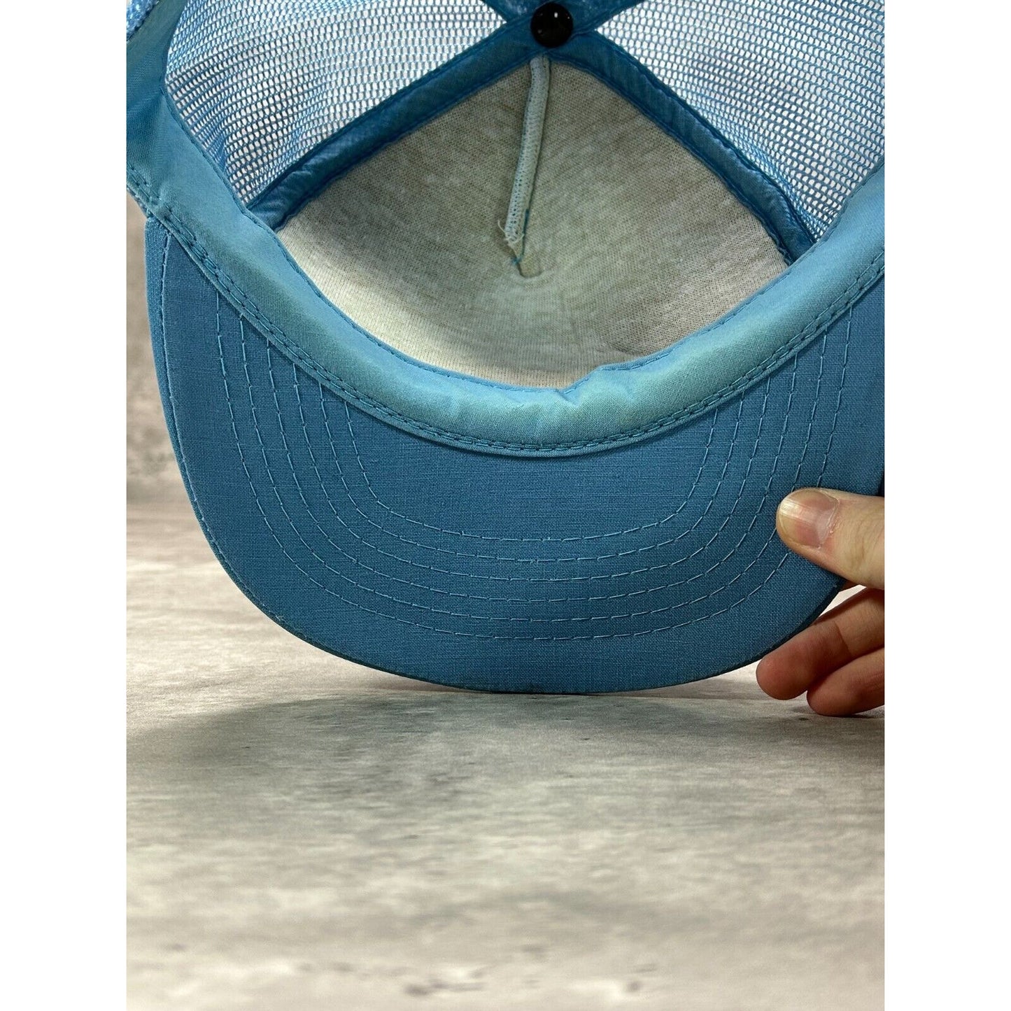 Vintage Deepwater Boat Ramp Boating Graphic Trucker Snapback Hat OSFA Blue