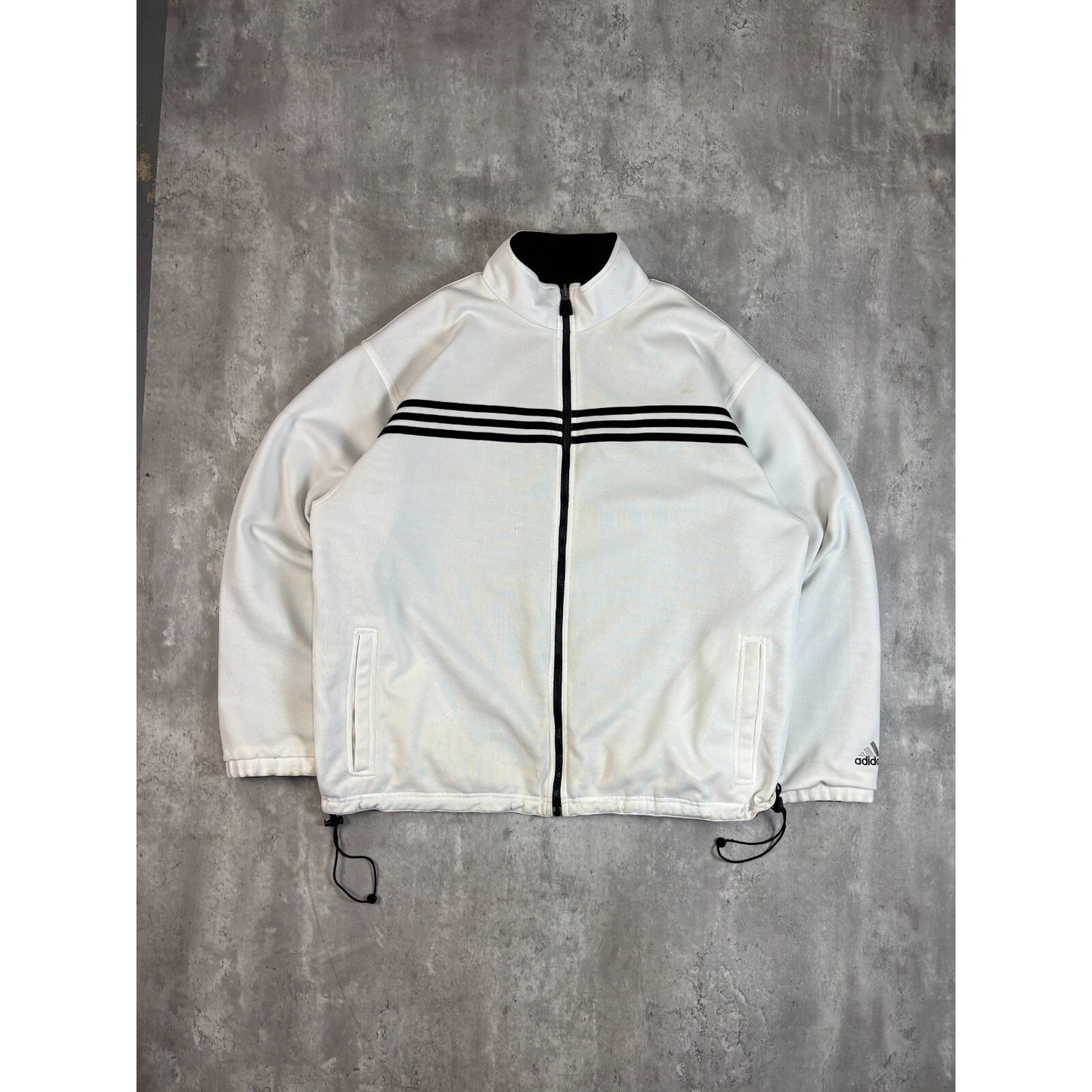 Vintage 90s Adidas Reversible Nylon Full Zip Windbreaker Jacket Size XXL Black