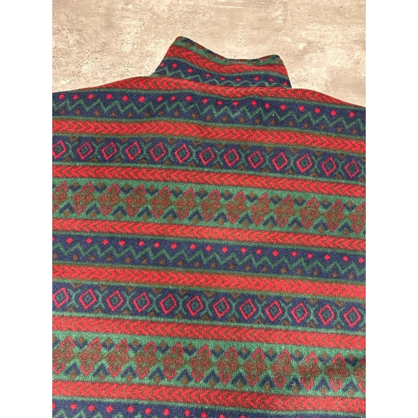 Vintage 90s Van Heusen Abstract Striped 3/4 Button Fleece Sweatshirt Size Large