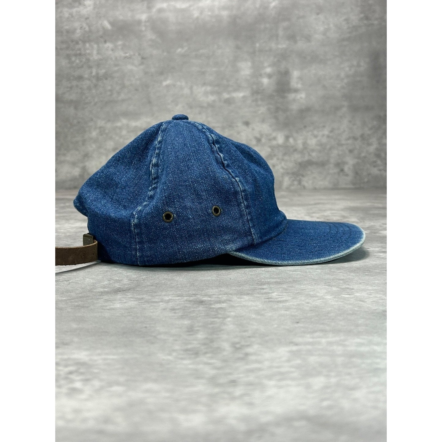 Vintage 90s Tommy Jeans Dark Wash Denim Embroidered Patch Strapback Hat OSFA