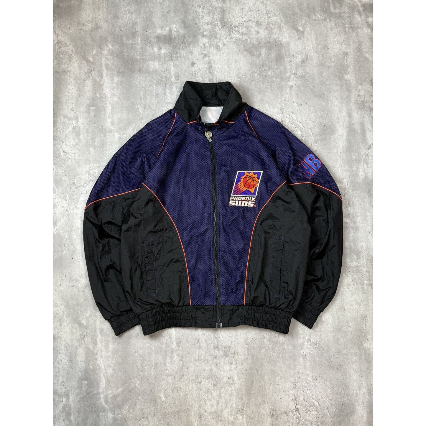 Vintage 90s Phoenix Suns NBA Embroidered Logo Mesh Windbreaker Jacket Size Large