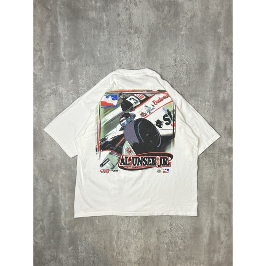Vintage 90s Al Unser Jr #3 Indy Racing League Graphic T-Shirt Size Large