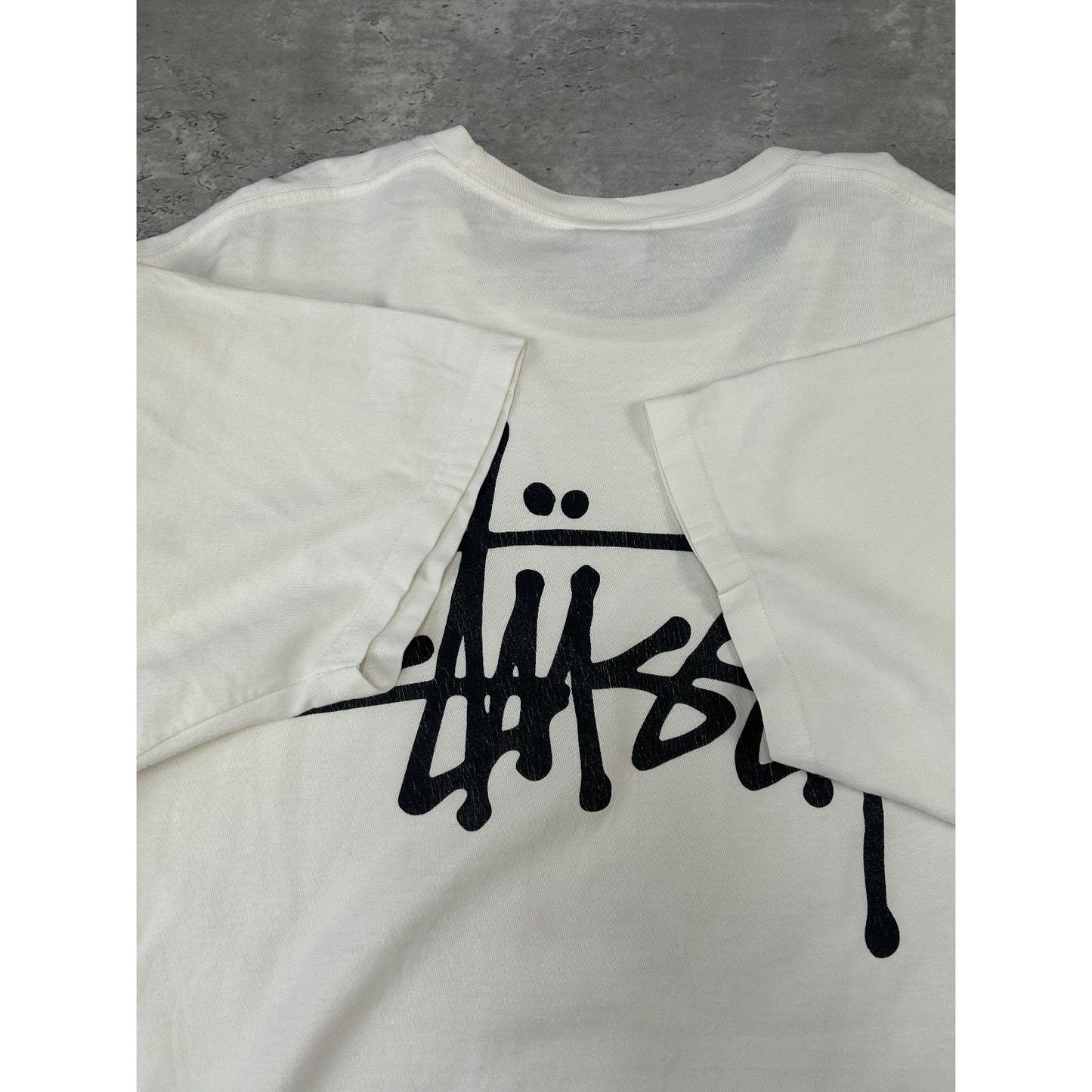 Vintage Stussy Classic Spellout Logo T-Shirt Size Large White