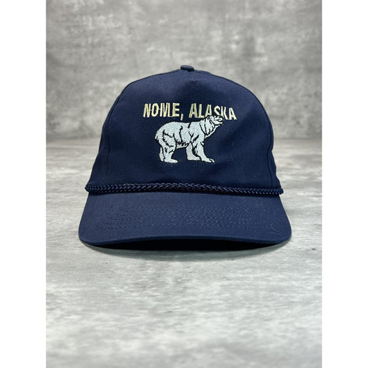 Vintage 90s Nome Alaska Embroidered Polar Bear Destination Snapback Hat OSFA