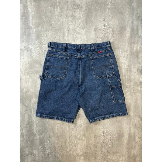 Vintage Wrangler Dark Wash Denim Workwear Carpenter Shorts Size 40 Blue