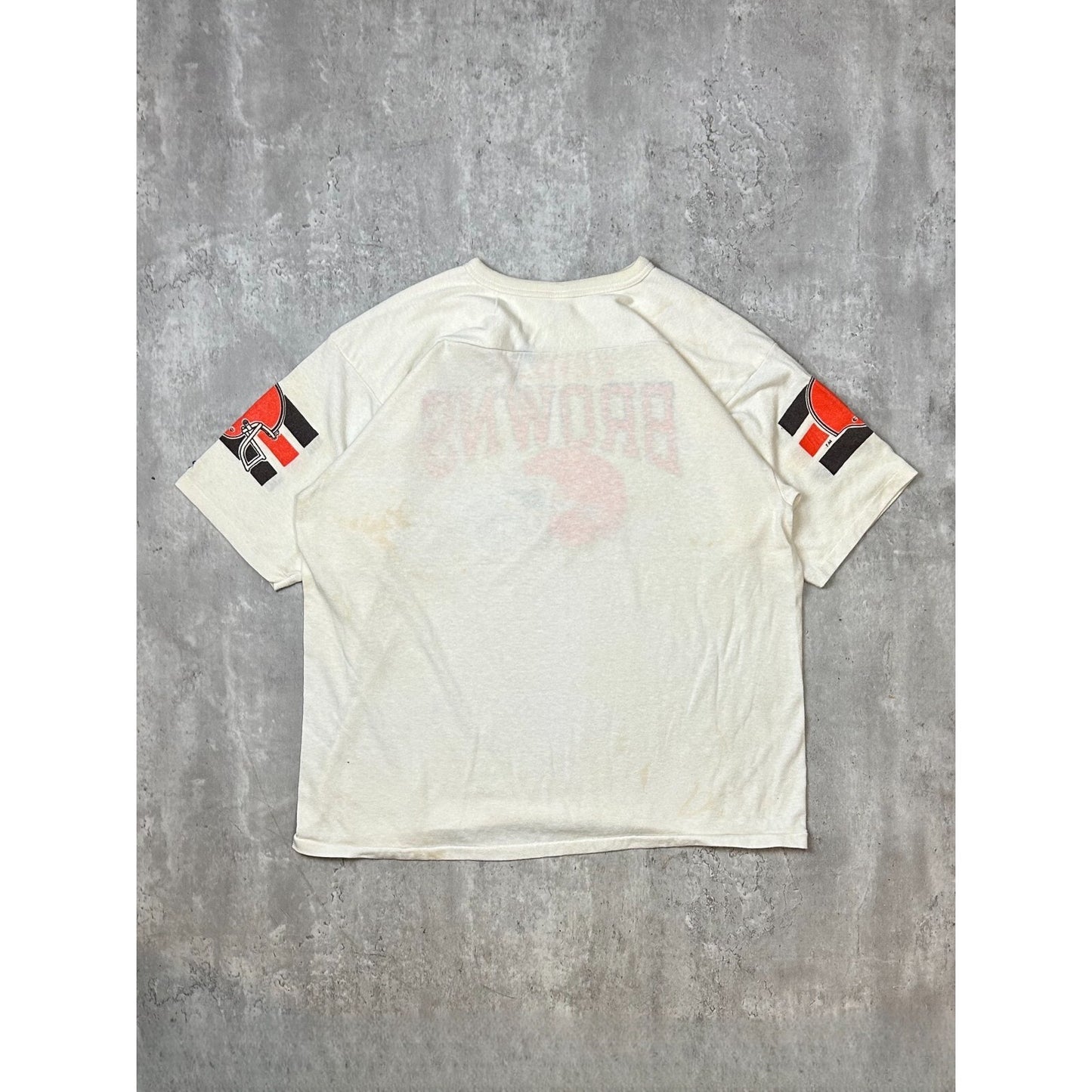 Vintage 80s Cleveland Browns NFL Champion Raglan Jersey Size XL Beige