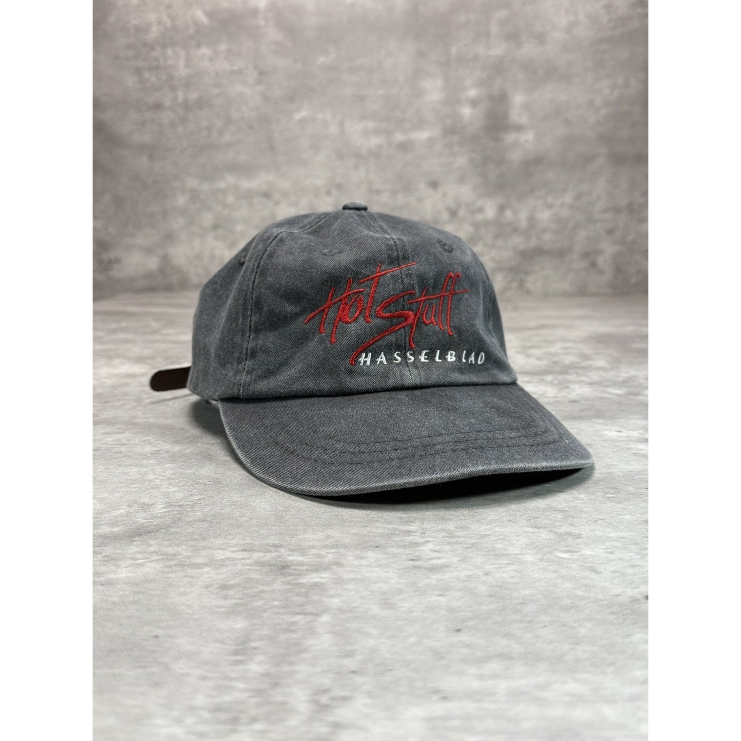 Vintage 90s Hasselblad Hot Stuff Embroidered Spellout Camera Strapback Hat OSFA