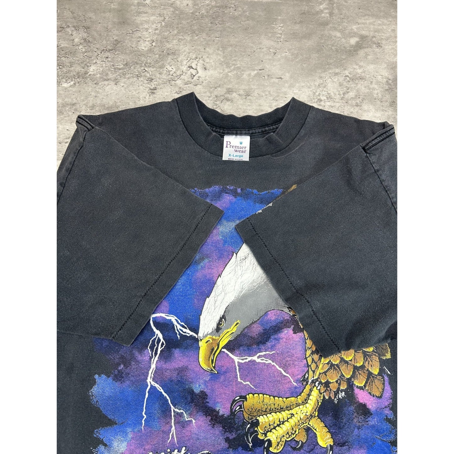 Vintage 1990 With Wings As Eagles Scripture Lightning Graphic T-Shirt Size XL