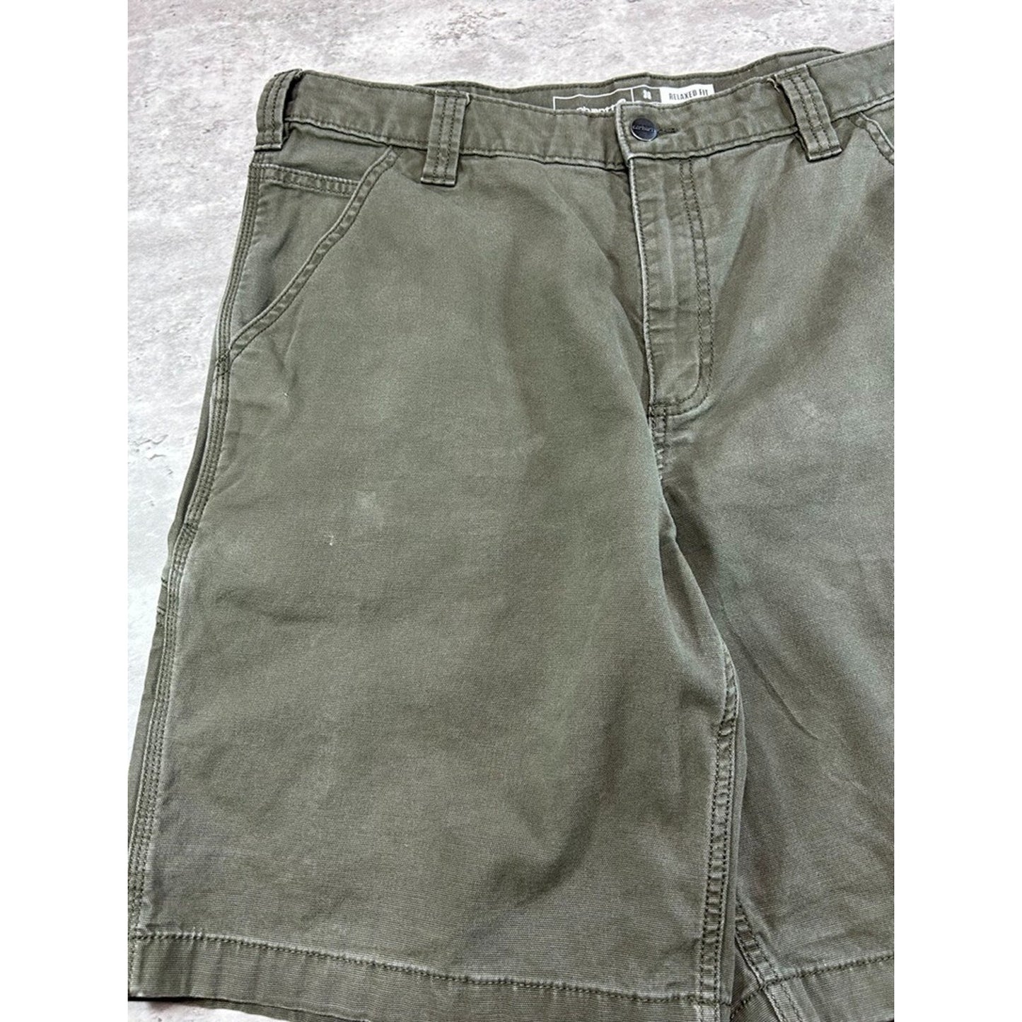 Carhartt Relaxed Fit Canvas Workwear Five Pocket Shorts Size 36 Green