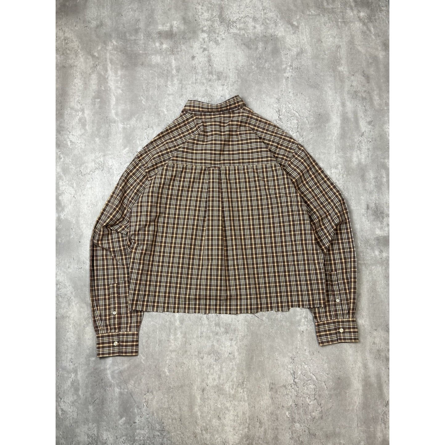 Vintage Chaps Ralph Lauren Plaid Print Reworked Cropped Button Up Shirt Sz XL