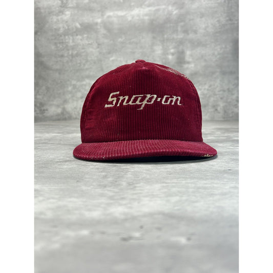 Vintage 80s/90s Snap-On Embroidered Spellout Corduroy Snapback Hat OSFA