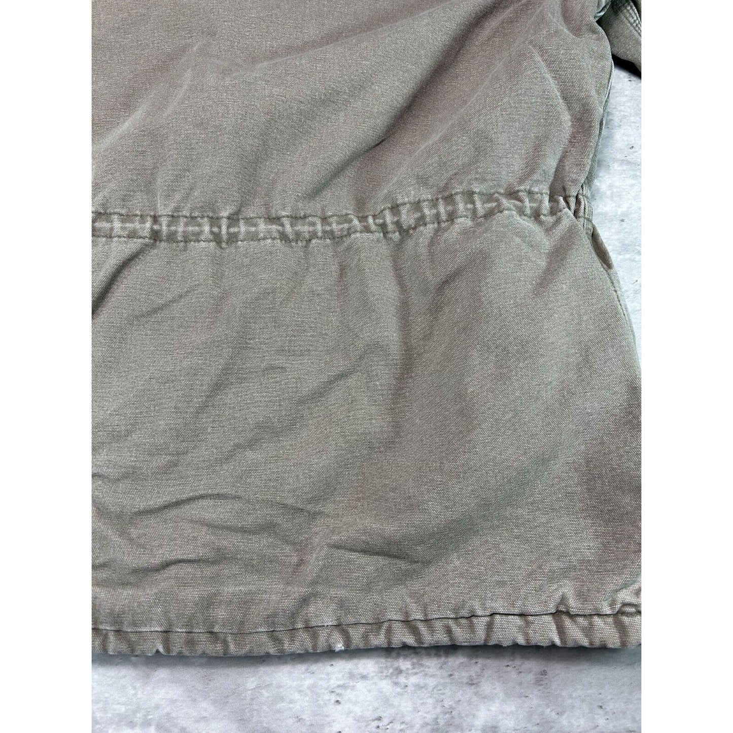 Vintage 90s Carhartt Quilted Lined Canvas Work Wear Farm Jacket Size XL Beige