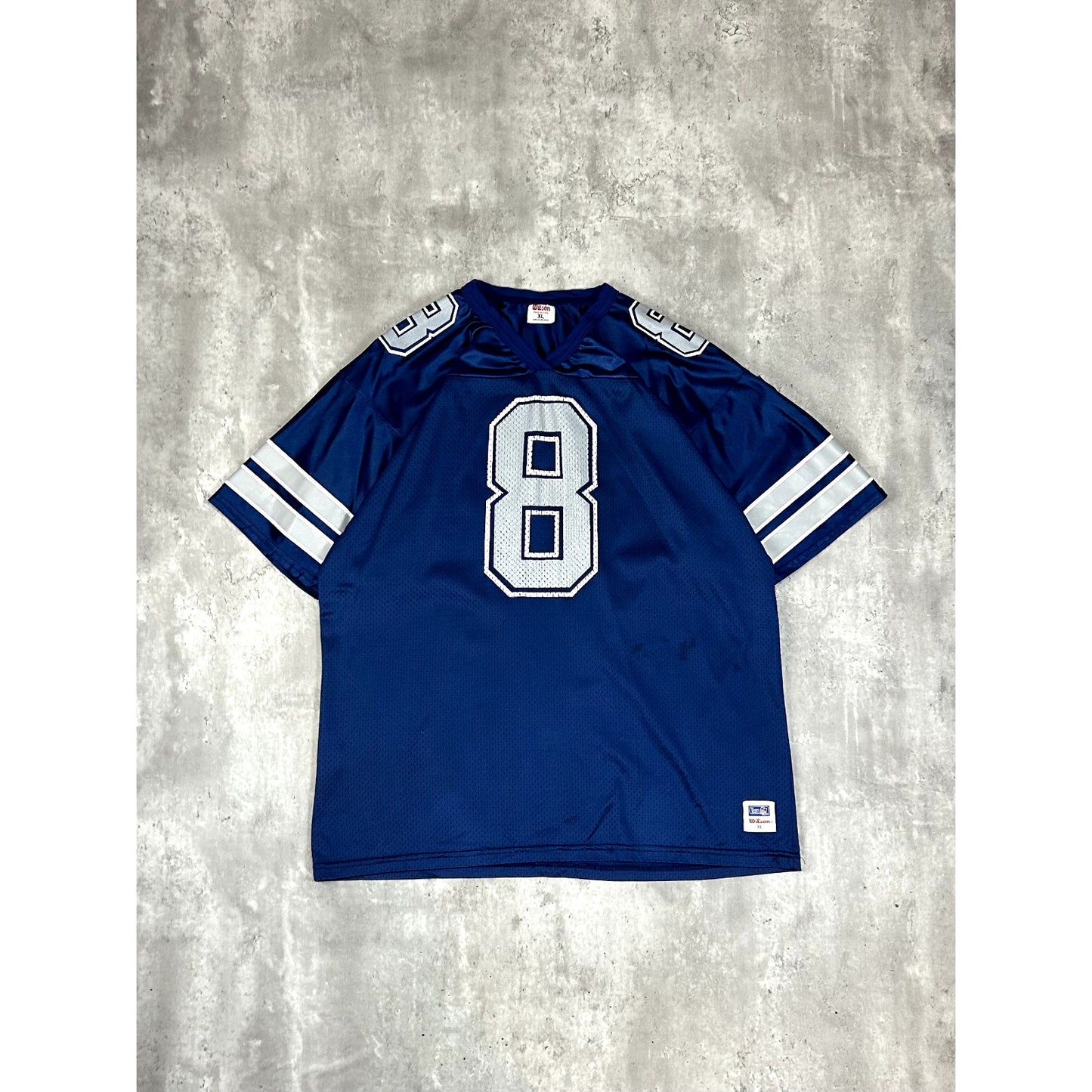 Vintage 90s Troy Aikman Dallas Cowboys NFL Wilson Football Jersey Size XL Blue