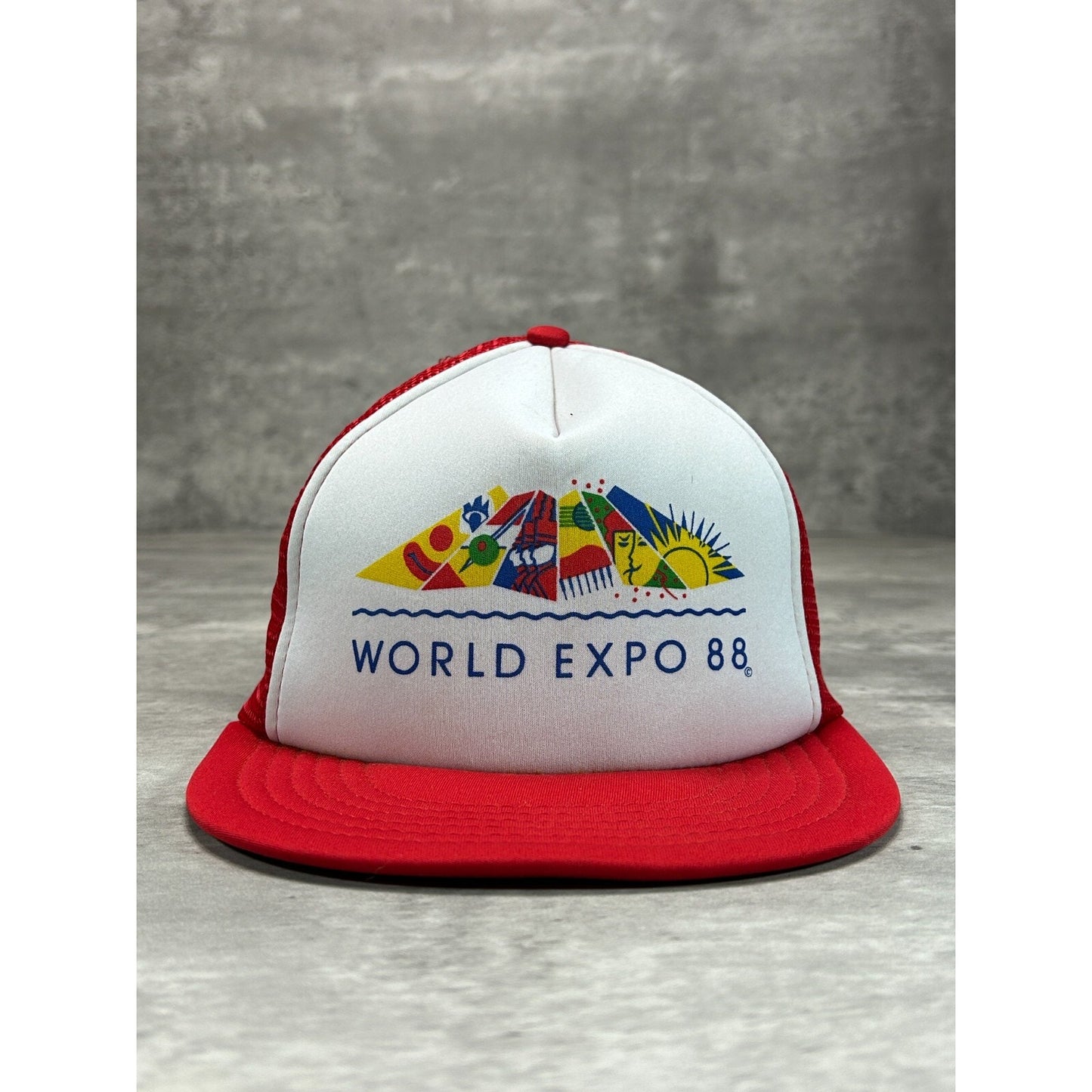 Vintage 1988 World Expo Graphic Trucker Snapback Hat OSFA