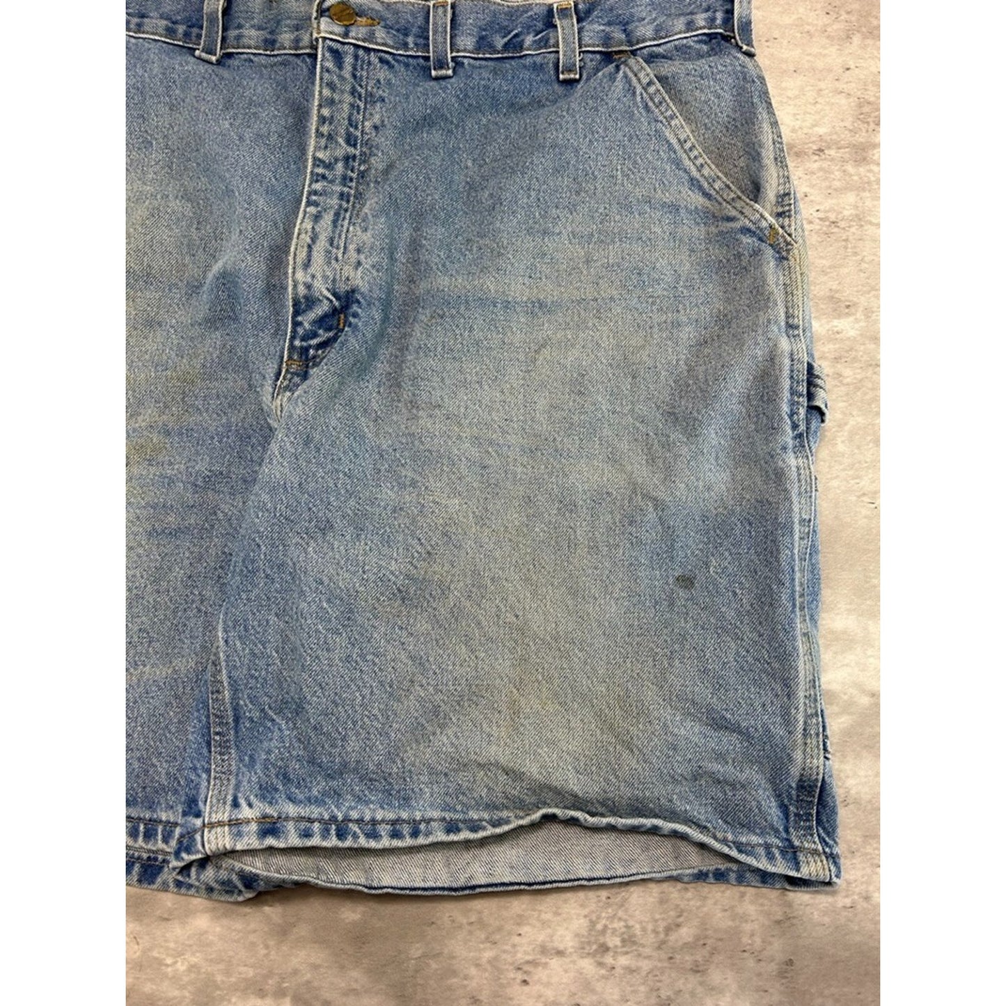 Vintage Carhartt Light Wash Denim Workwear Carpenter Shorts Size 44 Blue