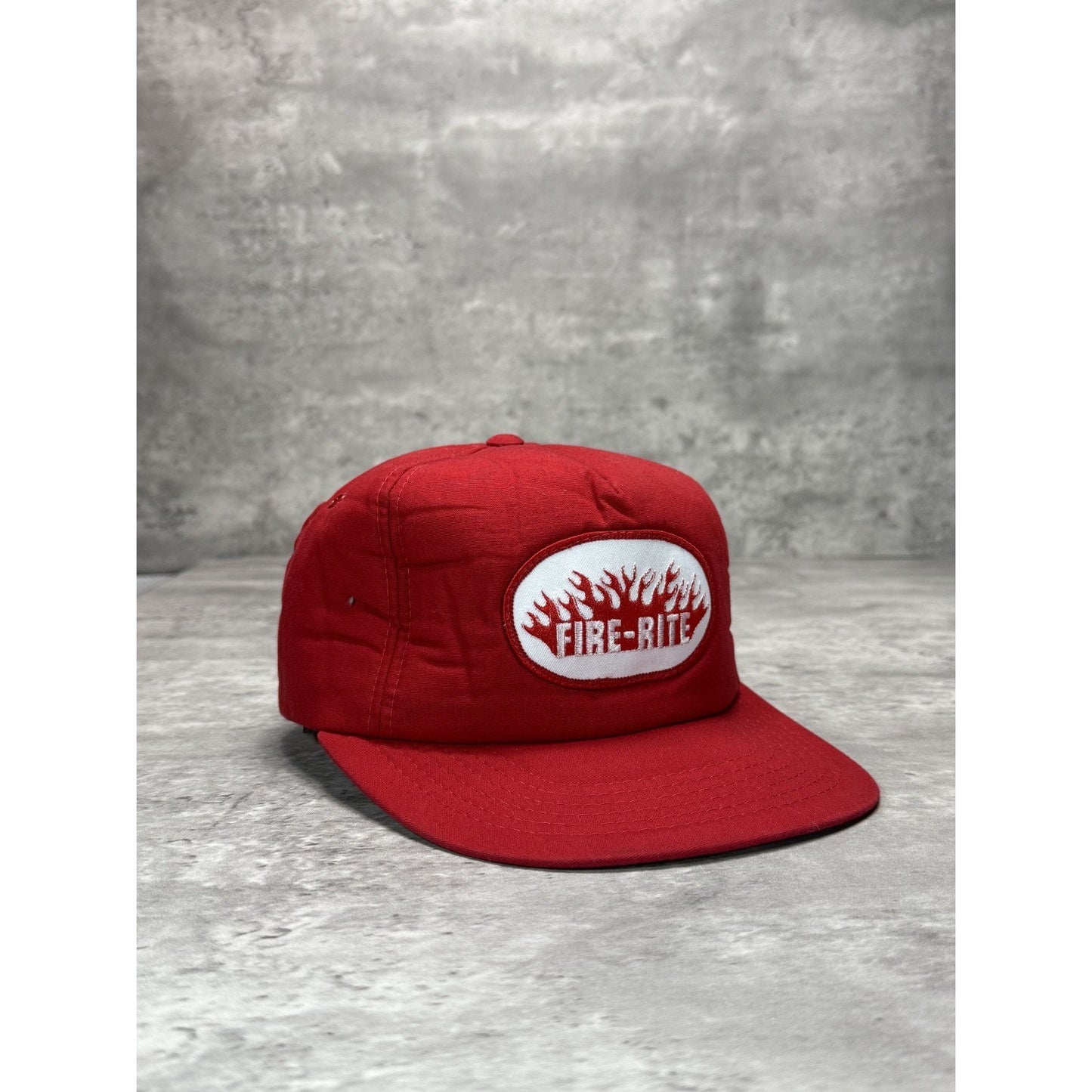 Vintage 80s/90s Fire-Rite Embroidered Patch Foam Snapback Trucker Hat OSFA Red