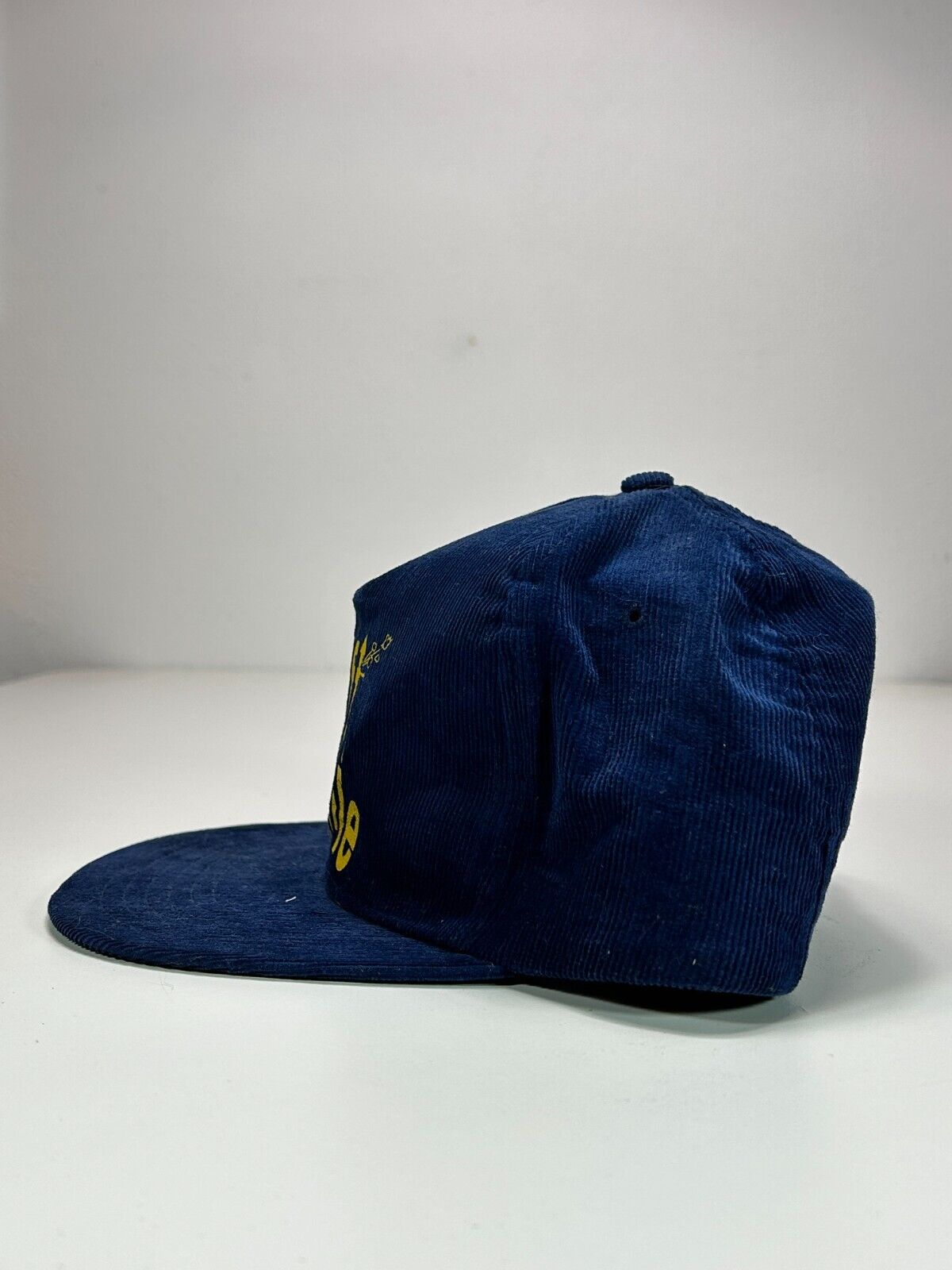 Vintage Shift Shuffle Spell Out Corduroy Snapback Hat OSFA Navy Blue