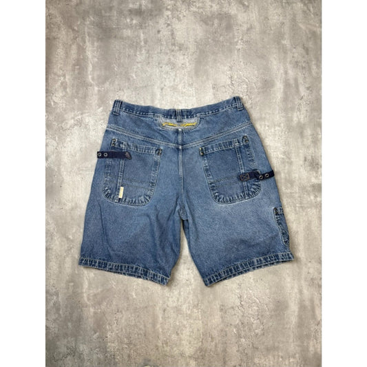 Vintage Y2K Paco Sport Medium Wash Denim Carpenter Shorts Size 42 Blue