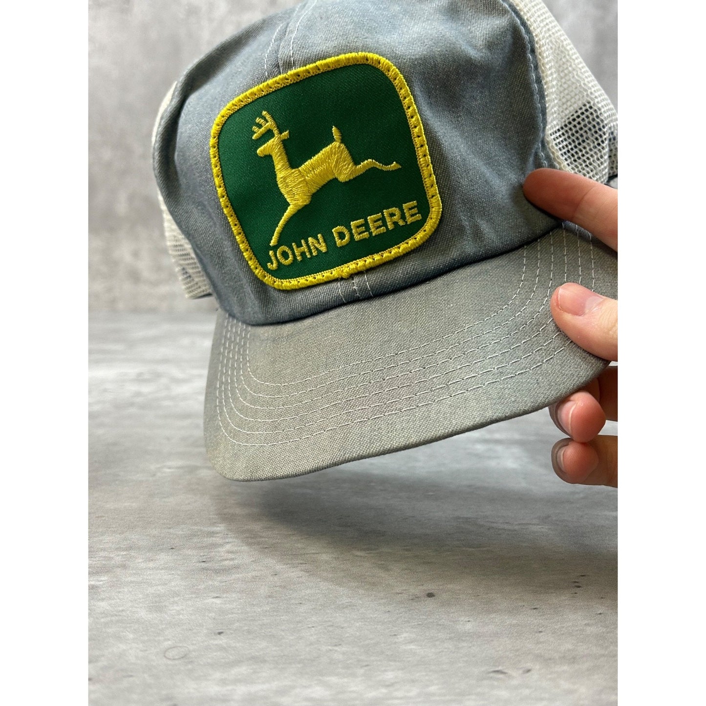 Vintage 80s John Deere Tractors Embroidered Patch Trucker Snapback Hat OSFA