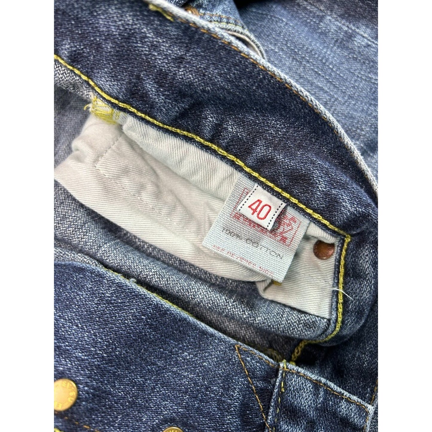 Vintage Y2K Evisu Embroidered Arches Dark Wash Denim Pants Size 40 Blue