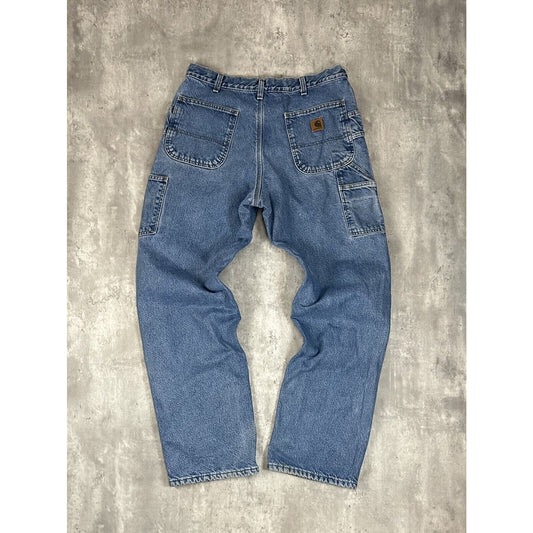 Vintage Carhartt Dungaree Fit Fleece Lined Denim Workwear Carpenter Pants Size 36