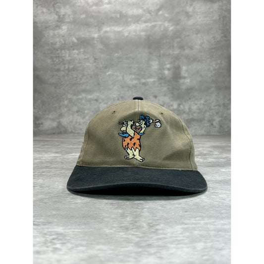 Vintage 90s Fred Flintstone Golf TV Show Promo Embroidered Strapback Hat OSFA