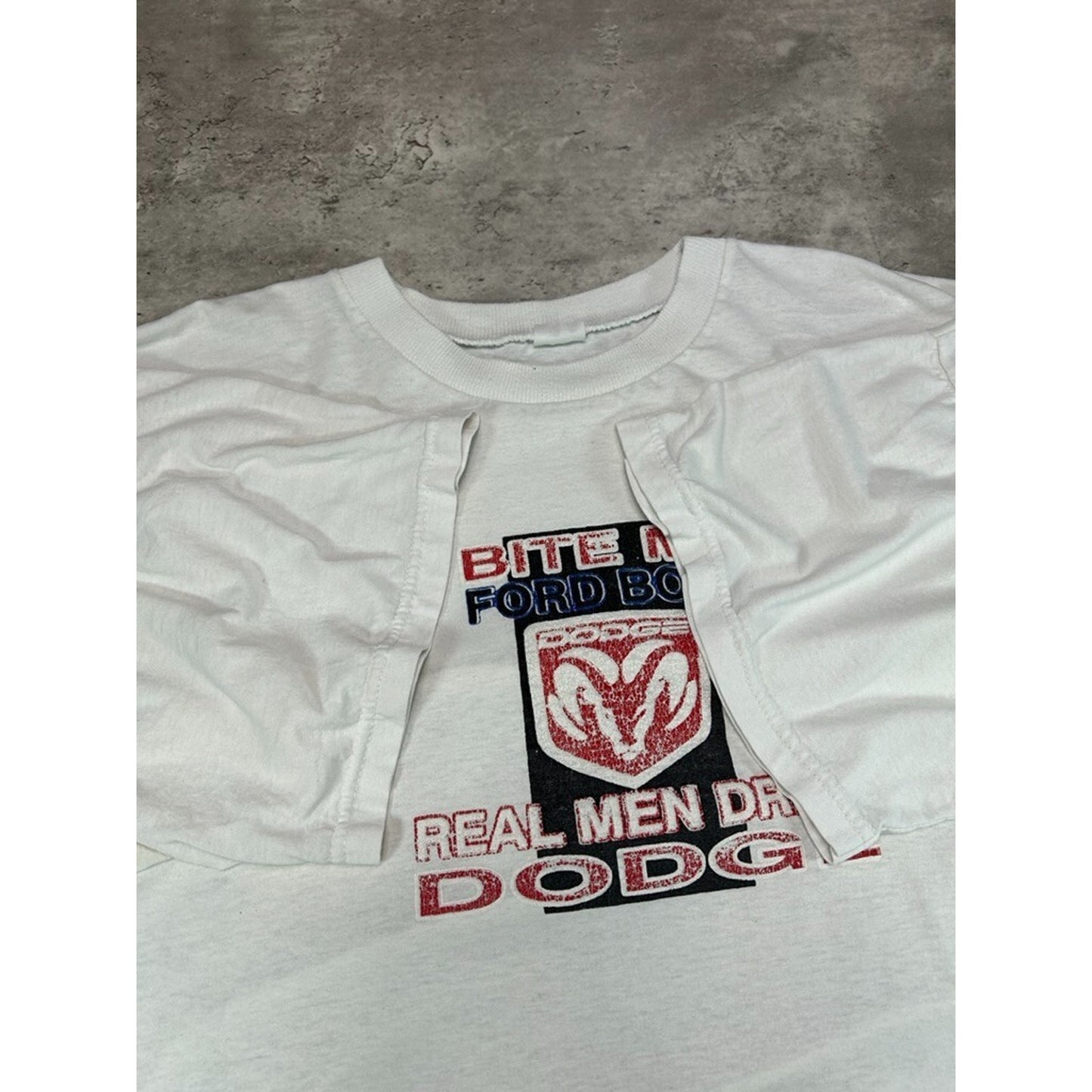 Vintage Bite Me Ford Boy Real Men Drive Dodge Car Slogan Graphic T-Shirt Sz XXXL