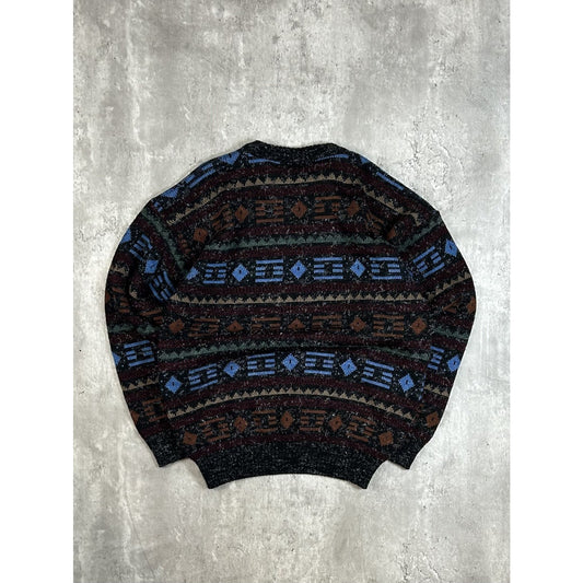 Vintage 80s/90s Kennington Abstract Striped Pullover Knit Sweater Size Large