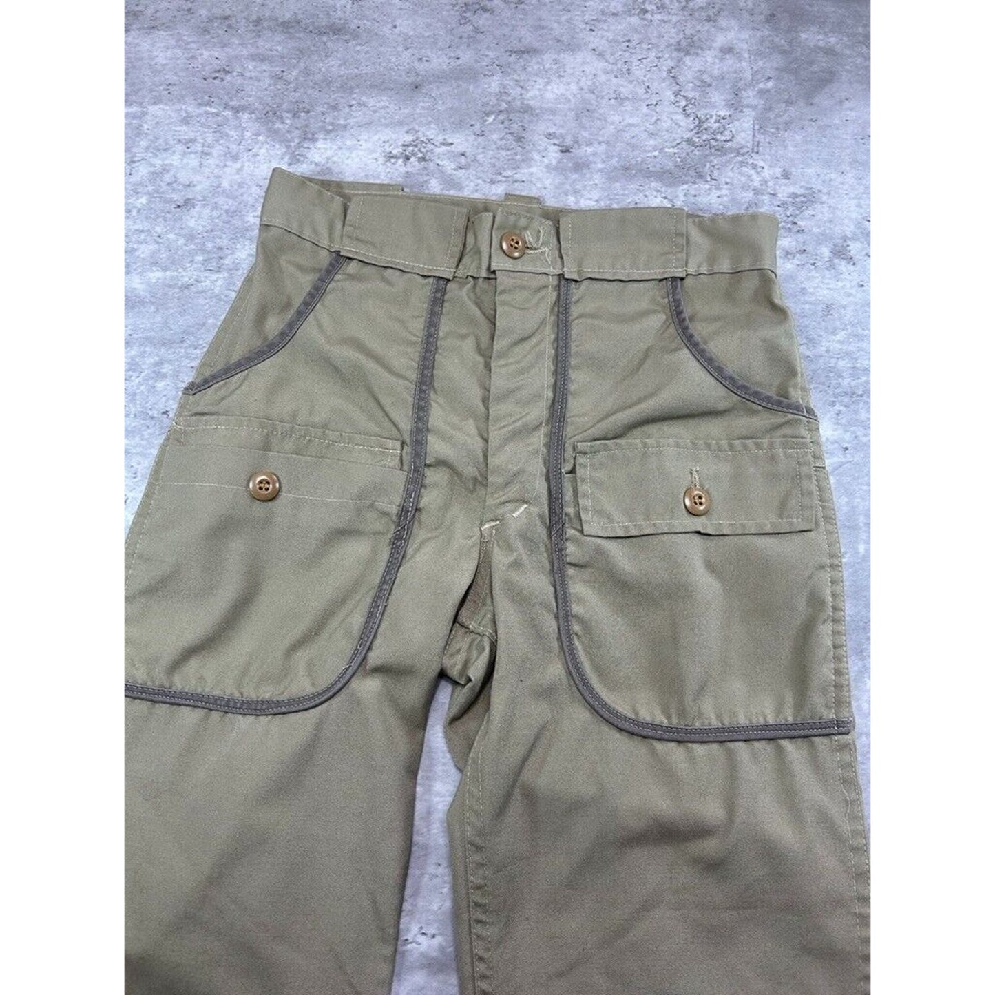Vintage 1960s Multi Pocket Fishermans Cargo Pants Size 30 Beige