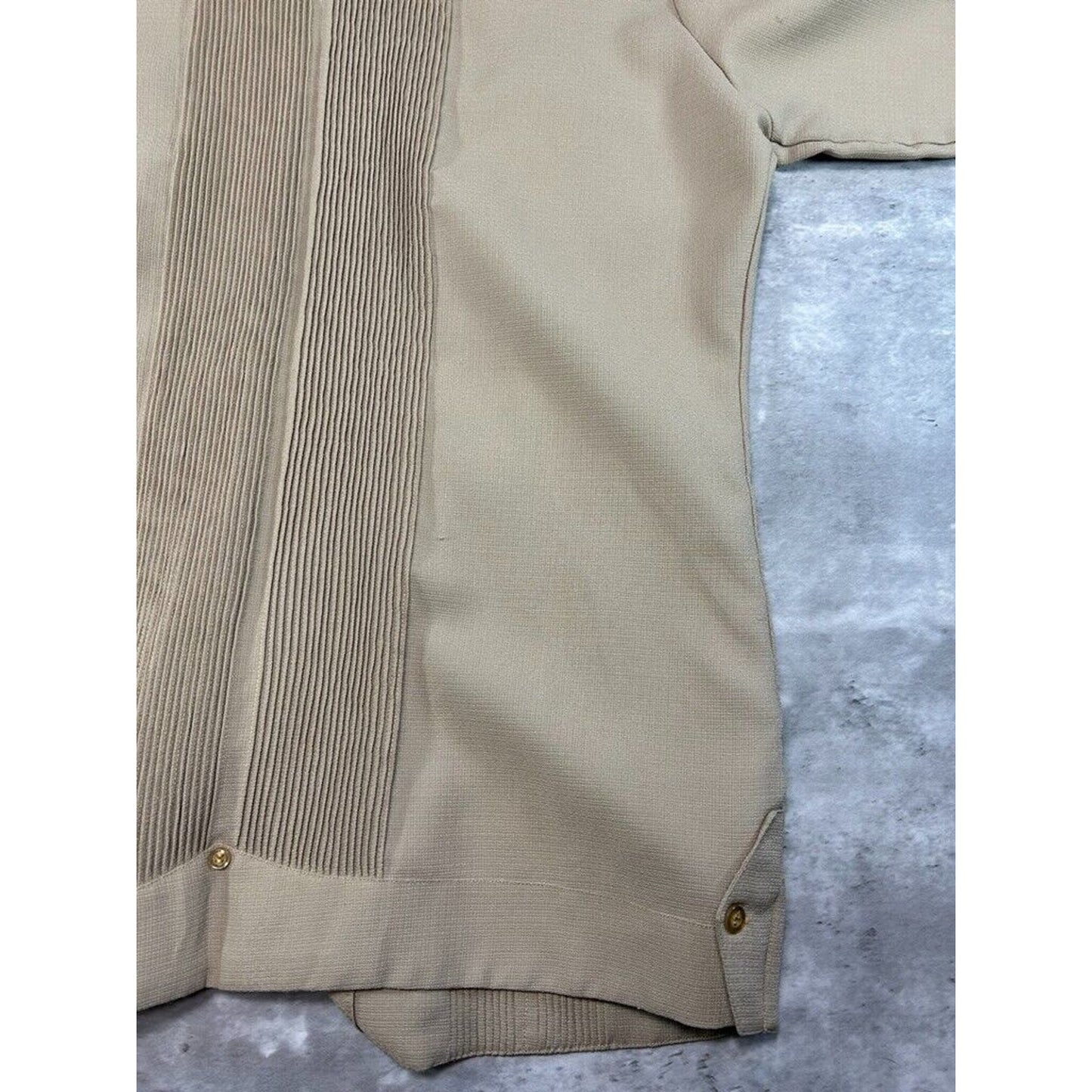 Vintage 1970s Cal Jac Double Pocket Striped Button Up Shirt Size Medium Beige
