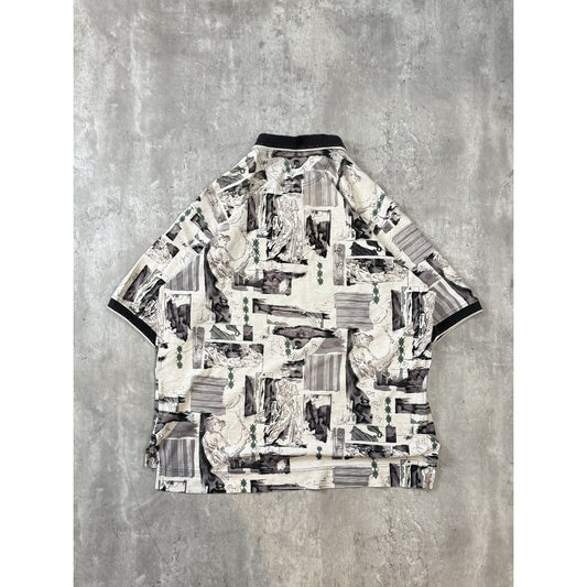 Vintage Dockers Golf All Over PRint Golfing 1/4 Button Up Shirt Size XL