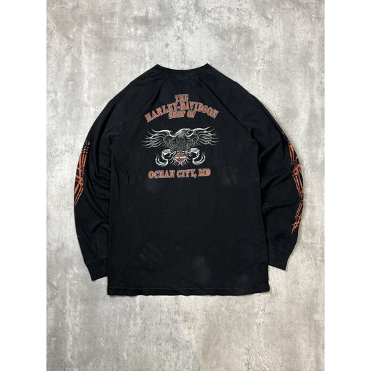 Vintage Harley Davidson Motorcycles Classic Logo Long Sleeve T-Shirt Size Large