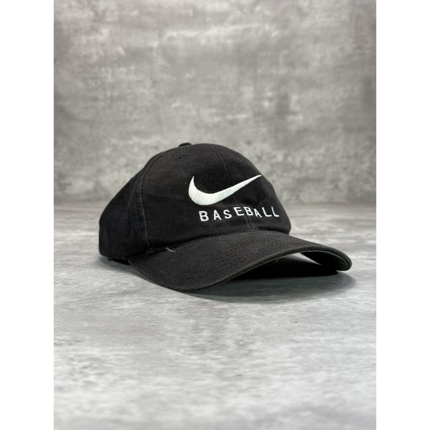 Vintage 90s Nike Baseball Embroidered Swoosh Spellout Snapback Hat OSFA Black