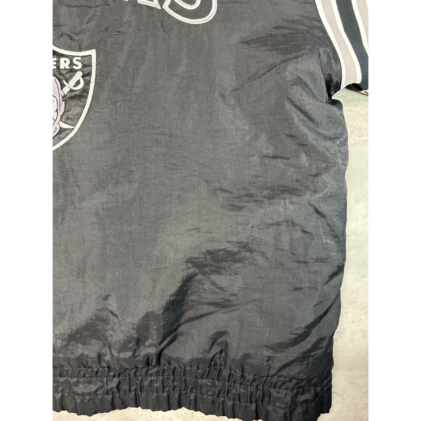 Vintage 90s Oakland Raiders NFL Insulated Hooded Pro Player Jacket Size Large
