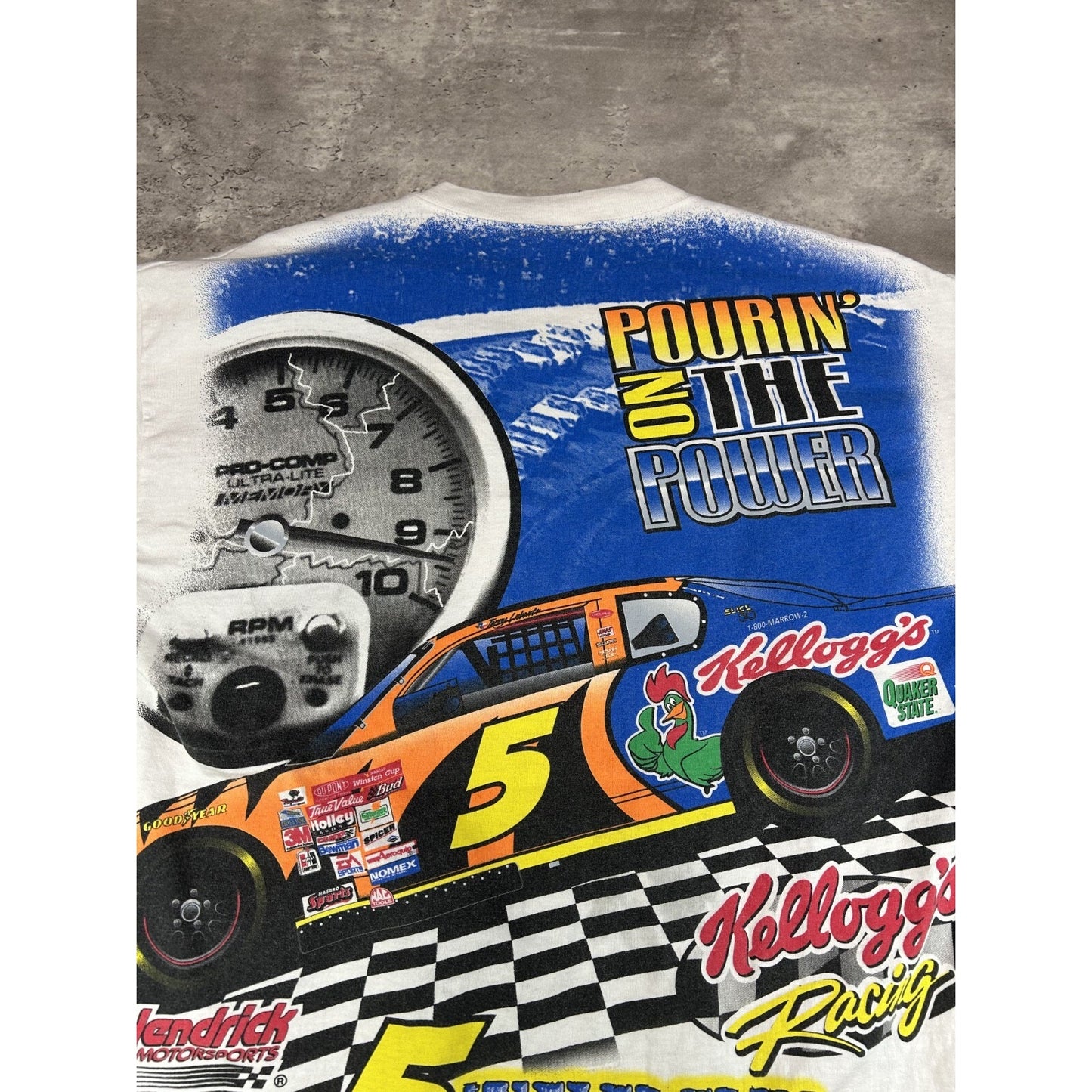 Vintage 2001 Terry Labonte #5 Kellogs Racing Nascar All Over Print T-Shirt Sz M