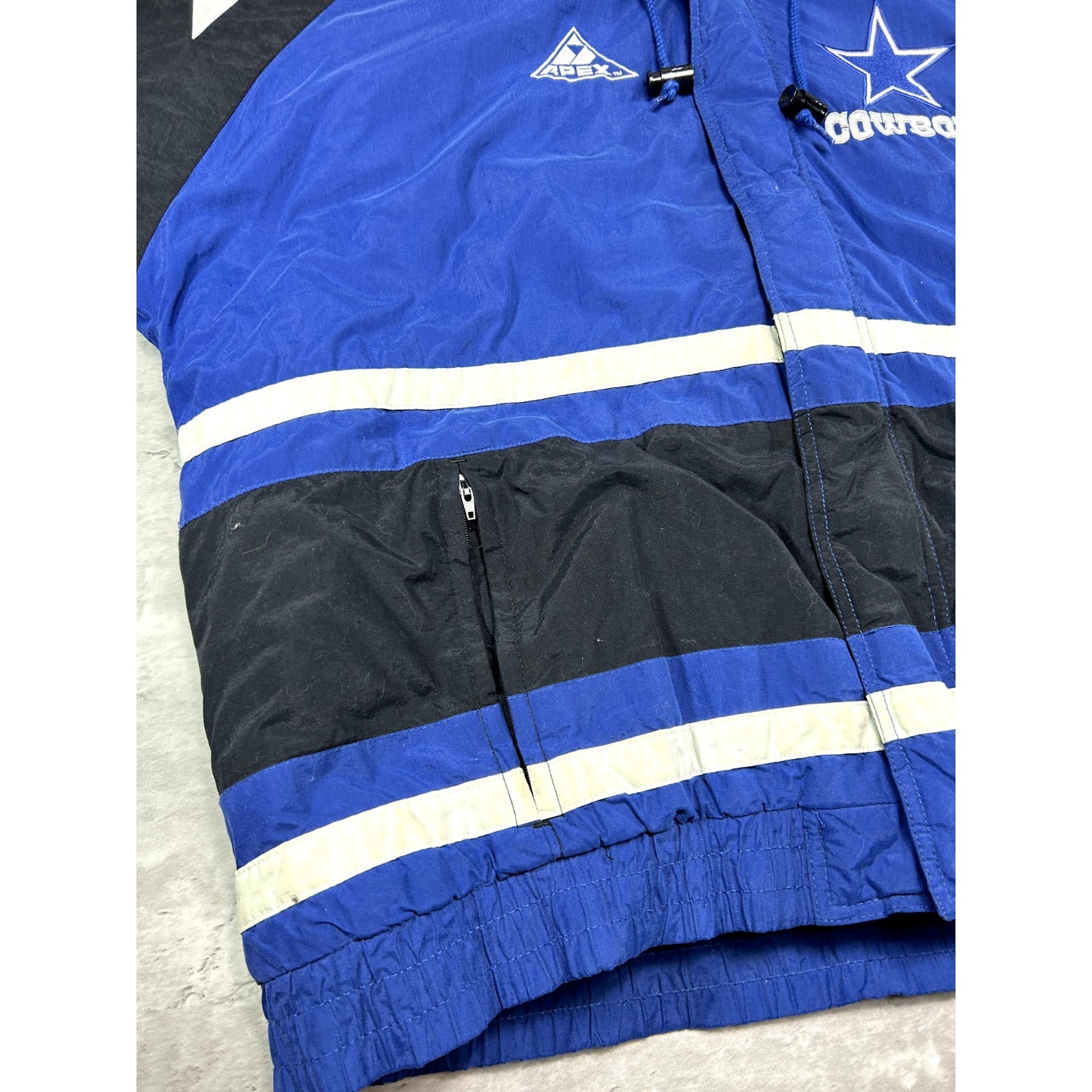 Vintage 90s Dallas Cowboys NFL Shoulder Patches Insulated Jacket Size XL Blue