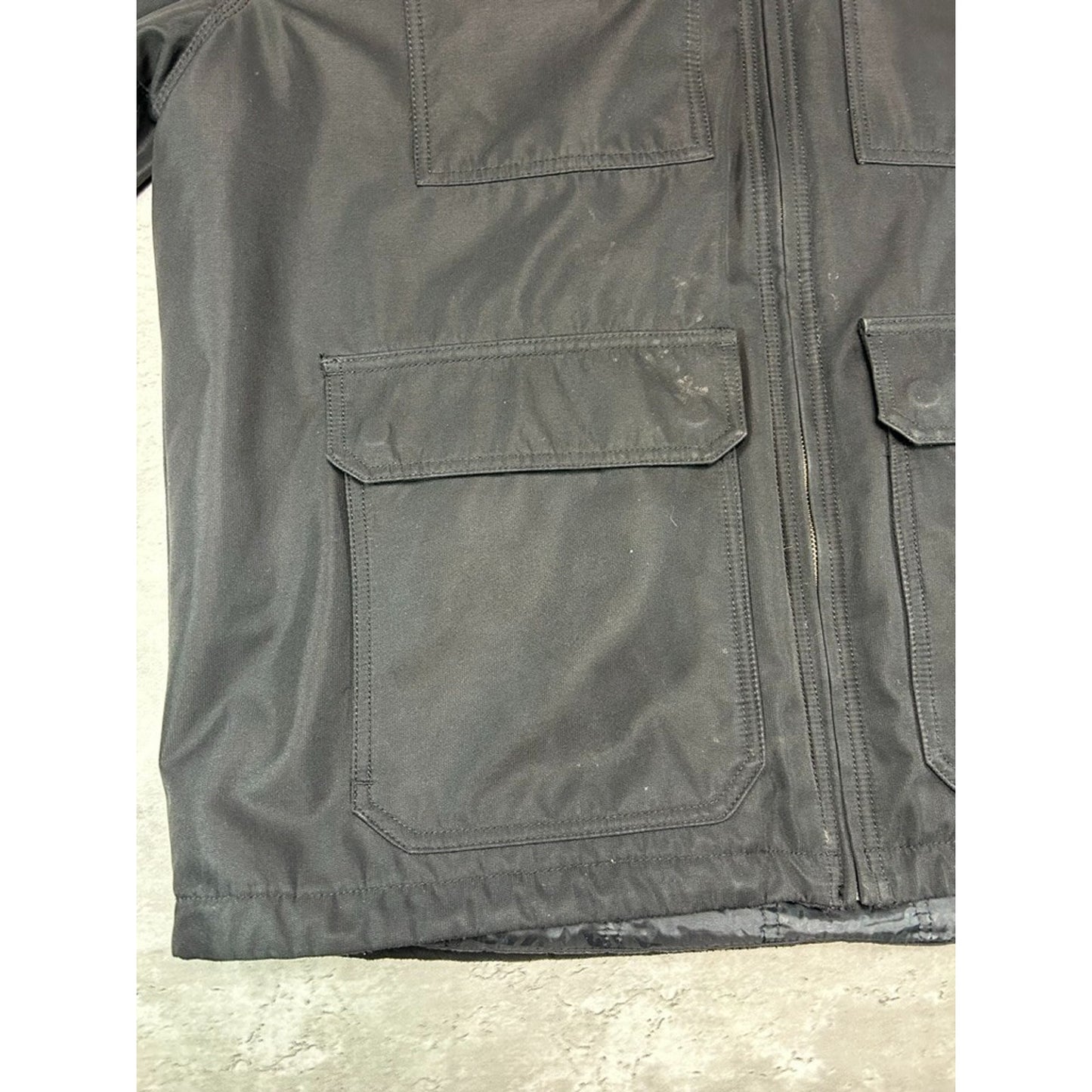 Vintage Snap On Insulated Canvas Full Zip Hooded Workwear Jacket Size XL