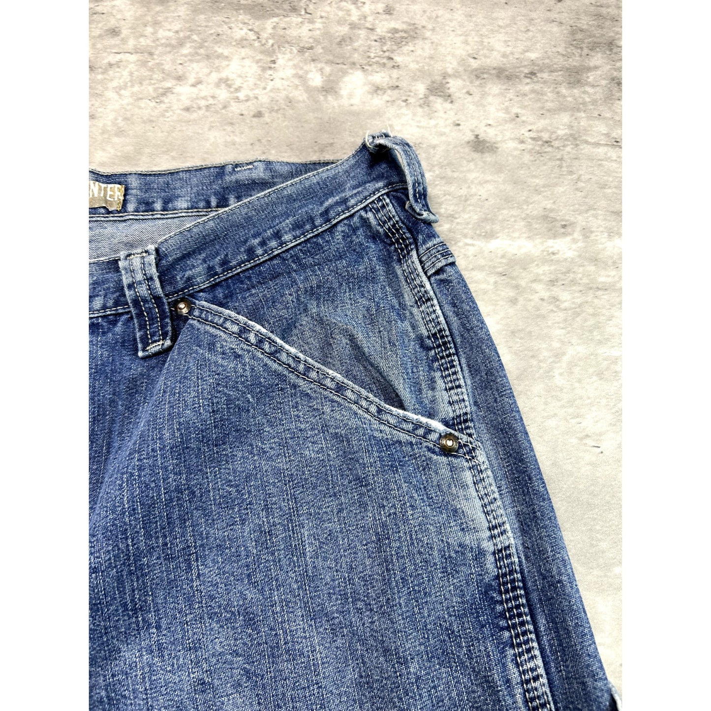 Vintage Lee Medium Wash Work Wear Carpenter Pants Size 34W Blue
