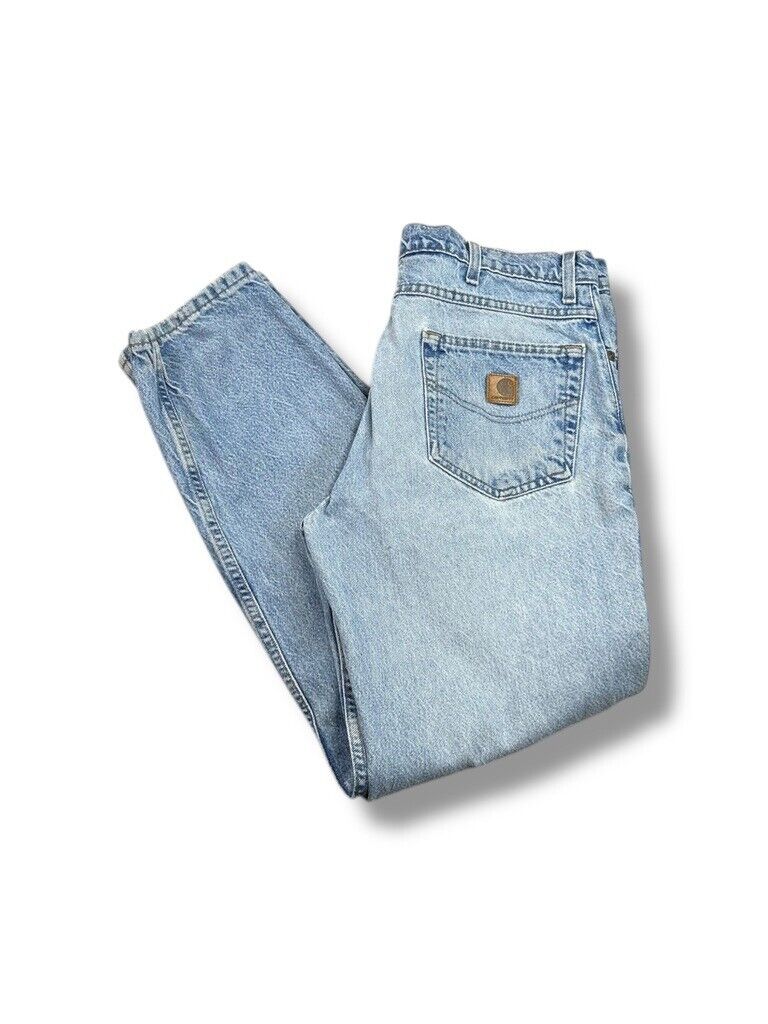 Vintage 90s Carhartt Light Wash Denim Workwear Pants Size 35