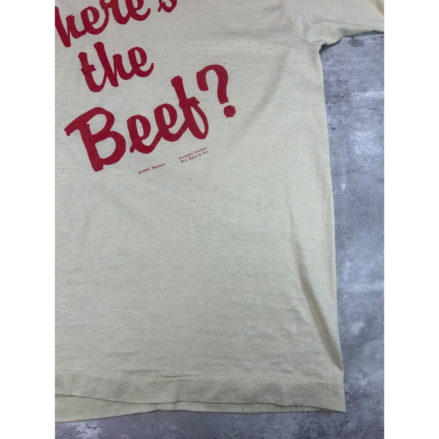 Vintage 1970s/80s Wheres The Beef? Comedy Slogan Graphic T-Shirt Size Large