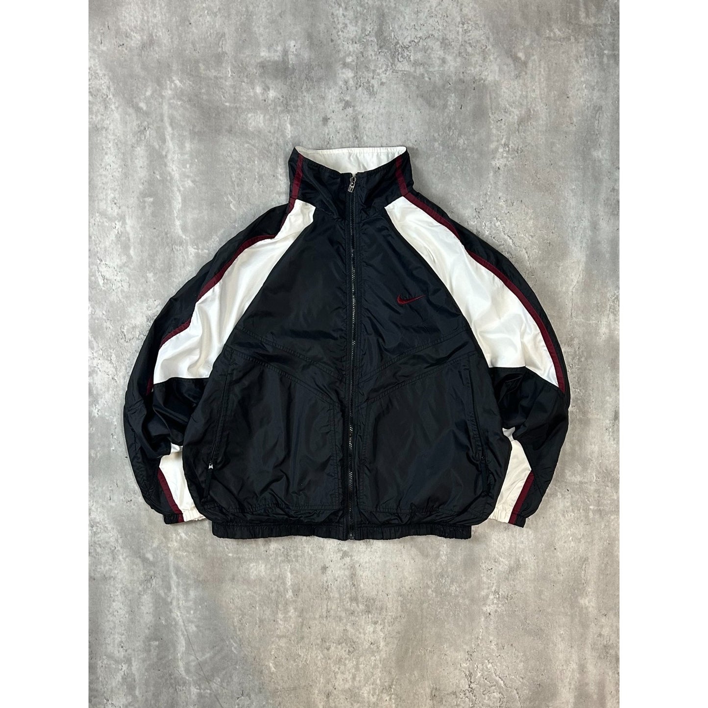 Vintage 90s Nike Embroidered Swoosh Nylon Full Zip Windbreaker Jacket Size Large