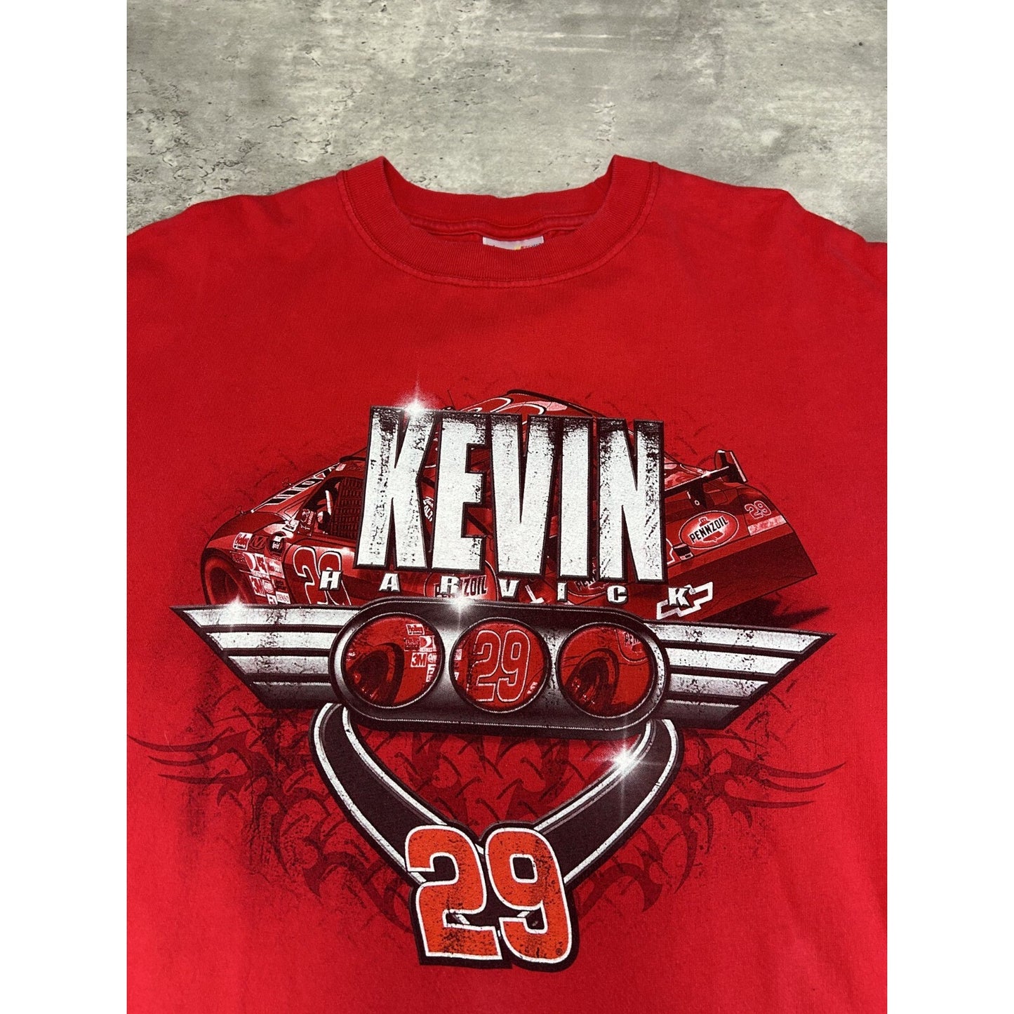 Kevin Harvick #29 Nascar Graphic Spell Out Long Sleeve T-Shirt Size XL Red