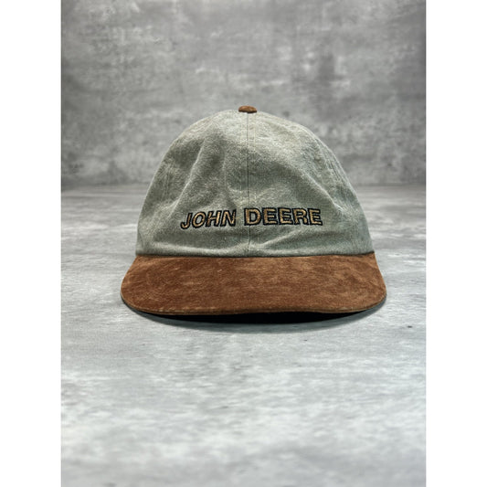 Vintage 90s John Deere Tractors Embroidered Spellout Strapback Hat OSFA