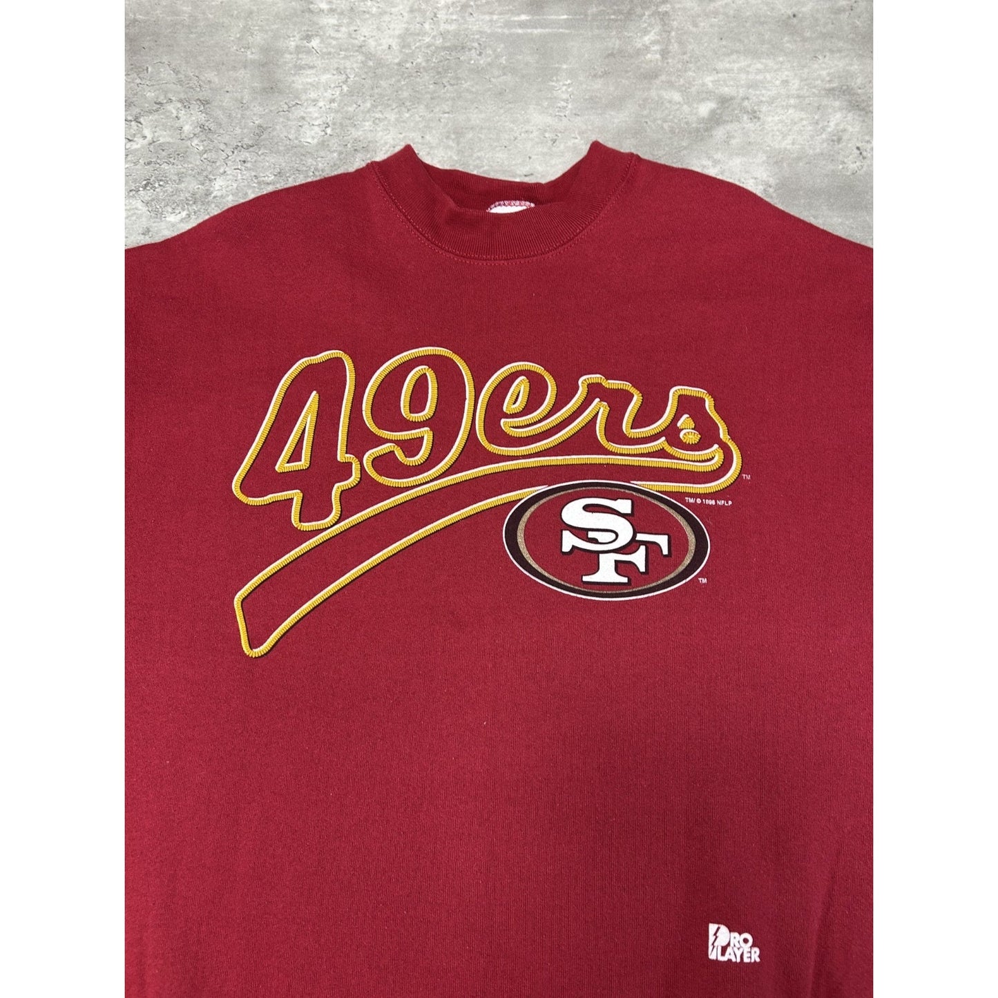 Vintage 1996 San Francisco 49ers NFL Graphic Spellout Football Sweatshirt Sz XL