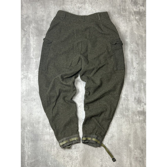 Vintage 1970s Wool Military Buckled Multi Pocket Cargo Pants Size 38 Green