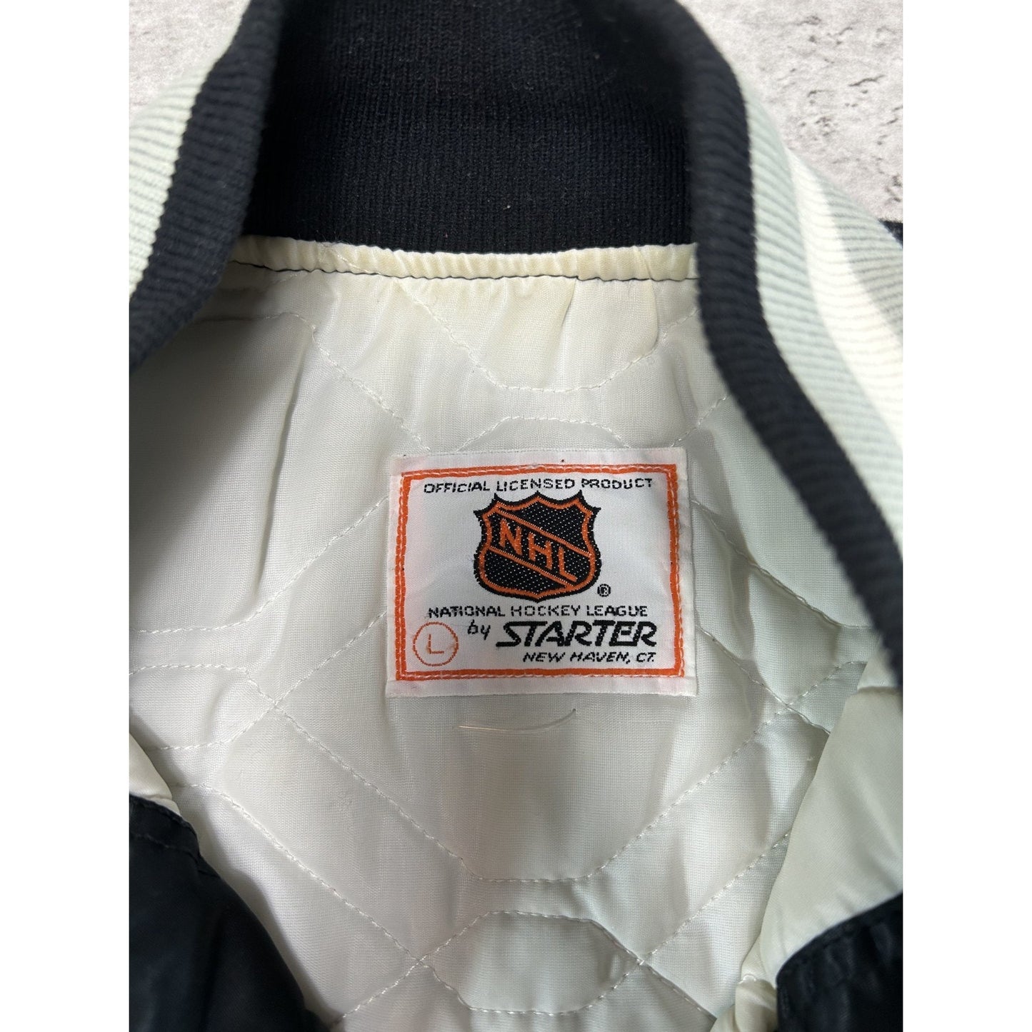Vintage 80s Los Angeles Kings NHL Starter Satin Bomber Jacket Size Large